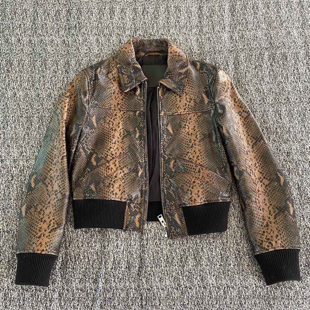 ALL SAINTS Python Leather Jacket XS UK6 US2